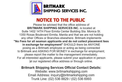 britmark shipping services inc salary